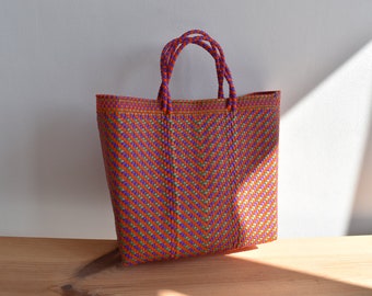 Artisanal bags from Mexico, hand-woven. MEDIUM Handwoven bags made with plastic. Wholesale too!!!