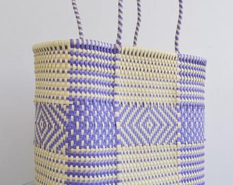 XL Tote Bag 45*40*17 cm Mexican handwoven bag with recycled plastic - Beach Bag - Grocery Bag - Includes 1 AVAILABLE pompon. Wholesale Too