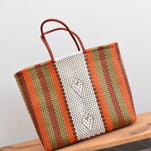 1 XL Tote Bag 45*40*17 cm  Mexican handwoven bag with recycled plastic - Beautiful Beach Bag - Grocery Bag - Mexican handcraft.Wholesale Too