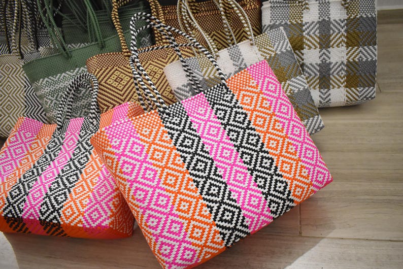 Large Bag 453514 Cm Mexican Bag Handwoven With Recycled Plastic