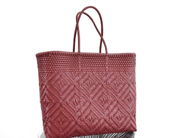 1 Mexican Handwoven XL Tote with recycled plastic 45*40*17 cm Perfect for beach, travel, books, gym, farmer's market, laptops WHOLESALE Too
