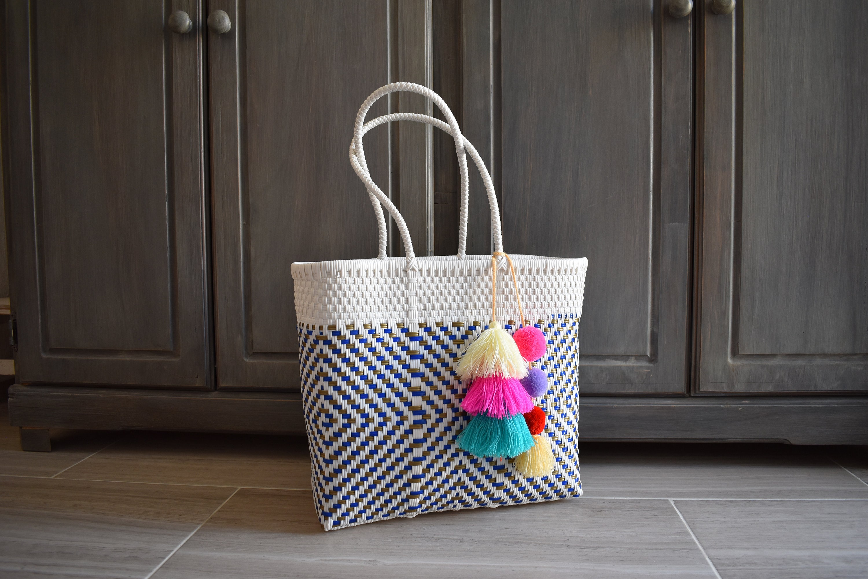 Handmade Bags From Mexico MEDIUM Handwoven. Pom Pom Etsy