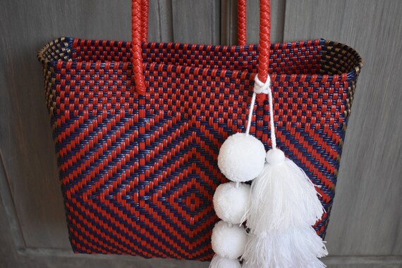 XSサイズトートバッグ1個。28×23cm。メキシコ製ハンドメイド。ビーチ 