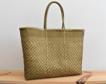 Mexican Handwoven XL Tote with recycled plastic 45*40*17 cm Perfect for beach, travel, books, gym, farmer&#39;s market, laptops WHOLESALE Too
