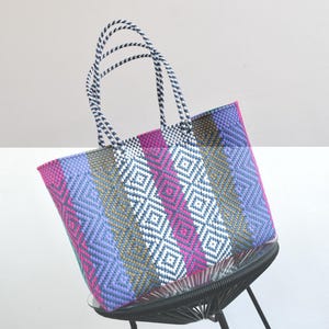 Bolsa grande 45*35*14 cm Bolsa mexicana tecida à mão com plástico reciclado - Linda bolsa de praia - Bolsa de mercado - Nós lidamos com atacado
