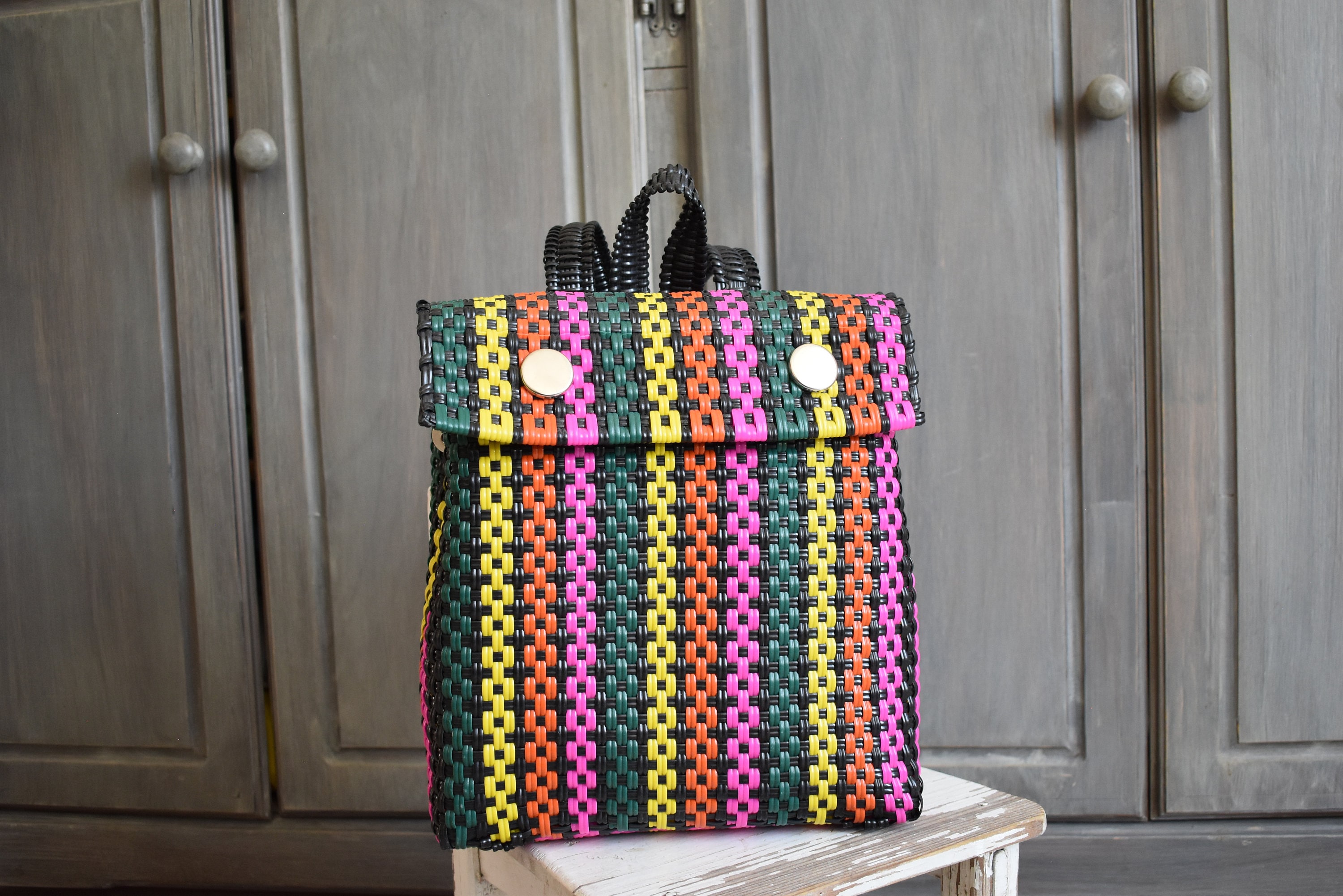 Woven Backpack With Recycled Plastic. Mexican Handycraft Bag Handwoven With Plastic. Wholesale TOO Etsy Denmark