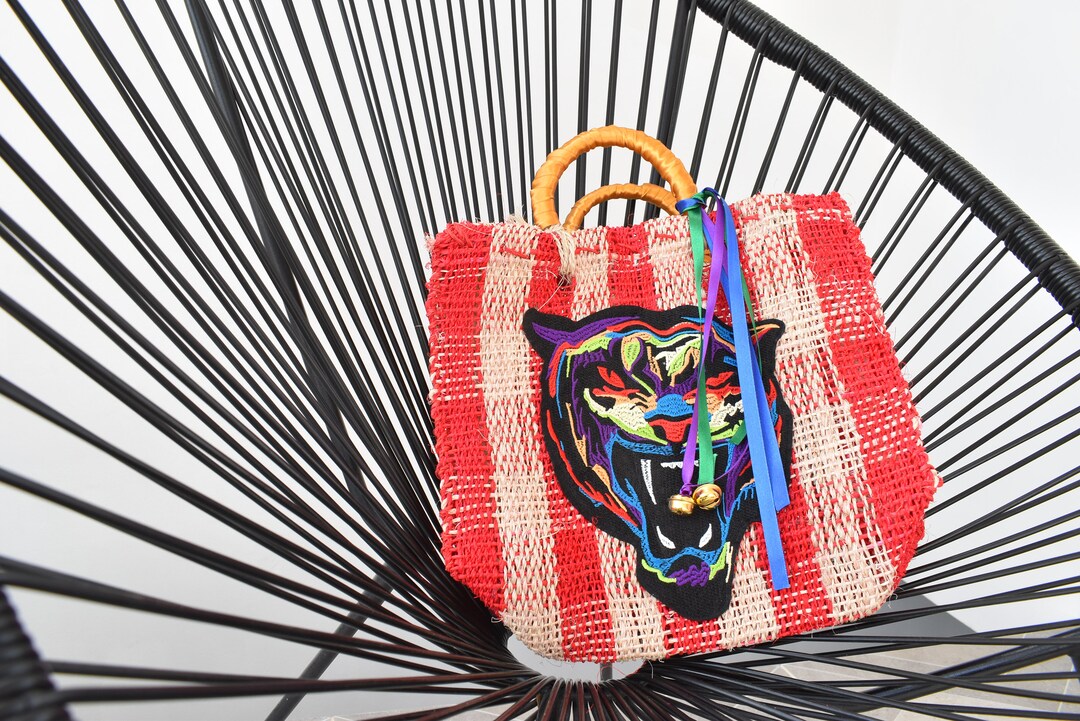 Mexico Rope Handle Bag Handwoven Pink Bag, Made in Mexico From Henequen. 30*23*13 Cm. With a ...