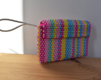 Wristlet Bag - Little Purse - Hand Bag. 27*18.5*2 cm Handwoven made. Mexican Handcraft Bag. Wholesale Too!