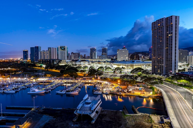 Honolulu Timelapse, Hawaii Photography, Wanderlust Decor, Oahu, Hawaii, Kakaako, Serenity, Home Decor, Wall Art, Hawaiian, Giclee Print image 1