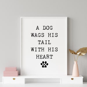 Dog Wags his Tail with his Heart, Puppy Love, Dog Quote, Printable Wall Art, Home Decor, Print, Digital Download, Veterinarian gift, DIY, image 4