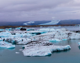 Jökulsárlón Glacier Lagoon, Iceland; Landscape Photography, Print, Wanderlust Decor, Home Decor, Wall Art, Icelandic, Giclee Print