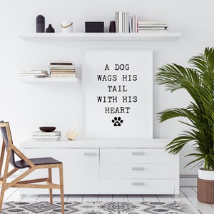 Dog Wags his Tail with his Heart, Puppy Love, Dog Quote, Printable Wall Art, Home Decor, Print, Digital Download, Veterinarian gift, DIY, image 3