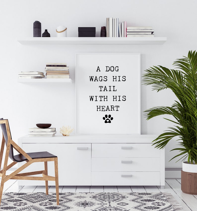 Dog Wags his Tail with his Heart, Puppy Love, Dog Quote, Printable Wall Art, Home Decor, Print, Digital Download, Veterinarian gift, DIY, image 3