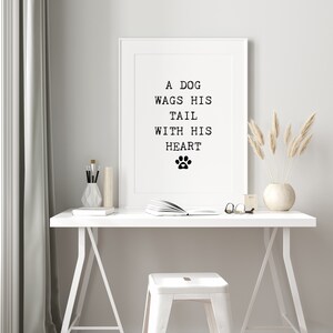 Dog Wags his Tail with his Heart, Puppy Love, Dog Quote, Printable Wall Art, Home Decor, Print, Digital Download, Veterinarian gift, DIY, image 5