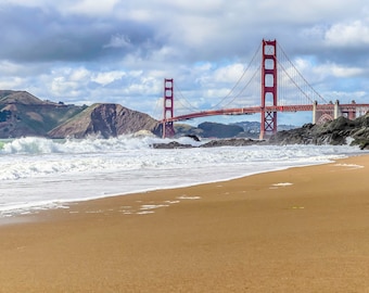 View of Golden Gate Bridge from Baker Beach, Wanderlust Decor, San Francisco, California Beach Art, Photography, Print, Home Decor, Wall Art