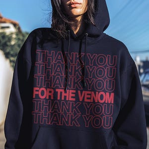 MCR Inspired Thank You For the Venom Hoodie – Elder Emo Sweatshirt – Pop Punk Concert Hoodie – Goth Gift – Scene Kid Festival Pullover