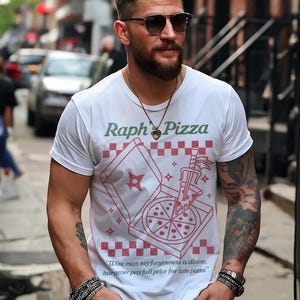 90s NYC Pizzeria Movie Quote Shirt | Indie Sleaze Vintage Streetwear Tee | Retro Wise Man Say Forgiveness Top image 4