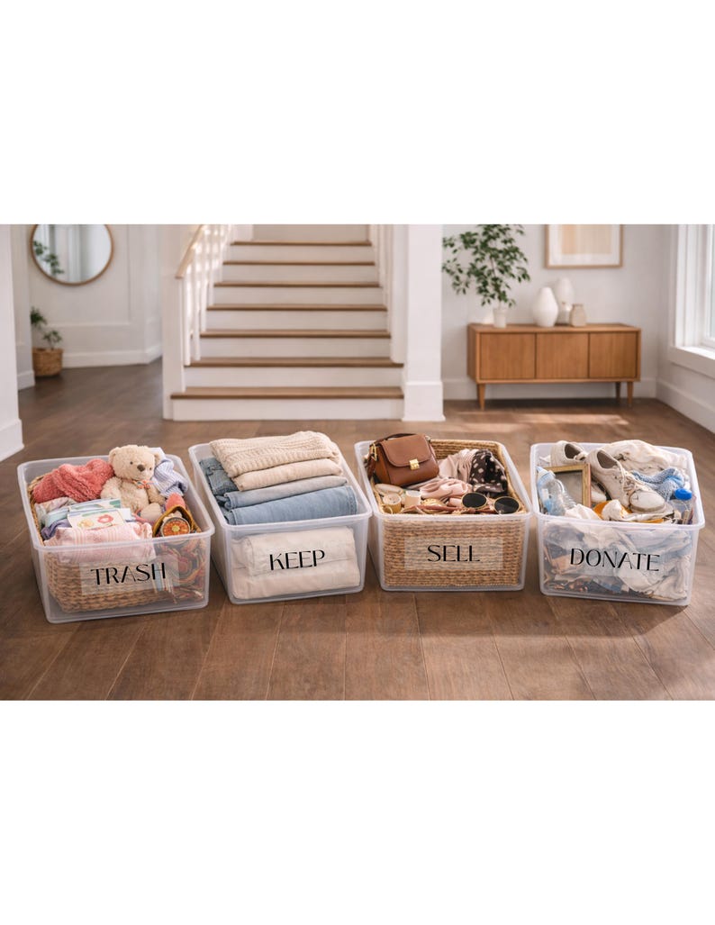 Custom Clear Sorting Bin Labels | Declutter Organization Stickers - Etsy