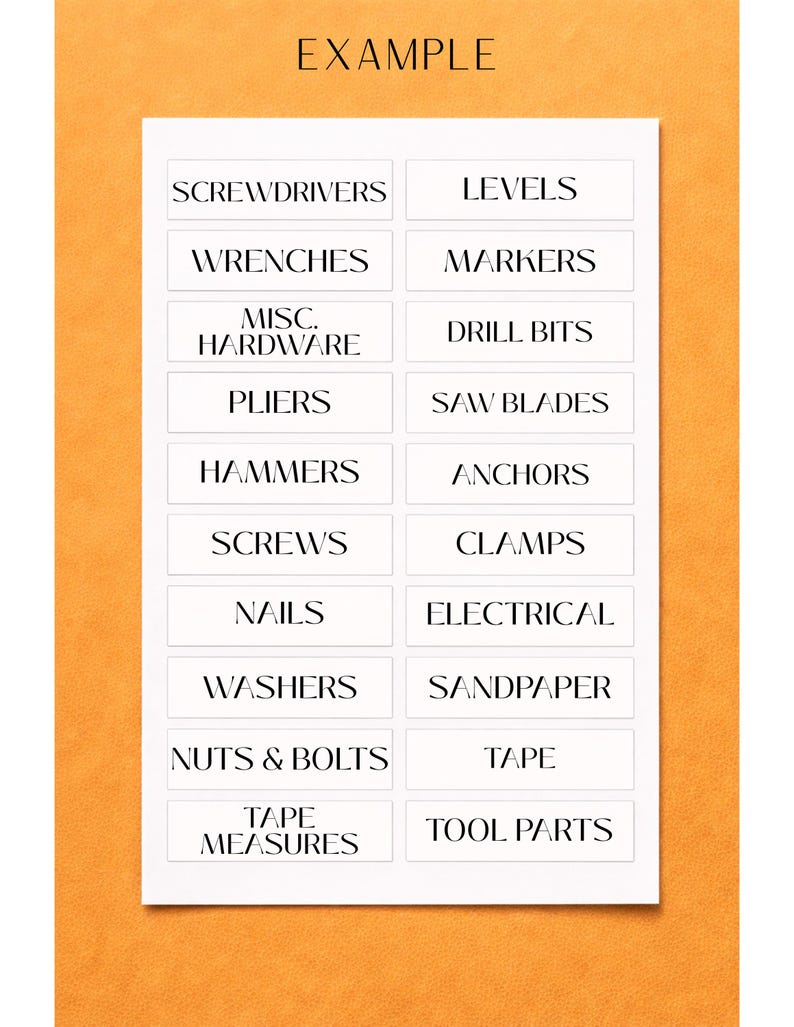 Tools Storage Area Sticker Tool Box Labels | Garage Tool Organization Labels | Tool Storage Labels ...
