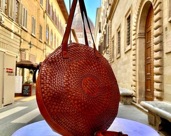 Sac hobo en cuir fait main en Italie : cuir tressé, Florence