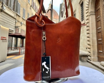 Italian Handmade Leather Bags For Woman l l Elegant Leather Tote From Florence, Backpack Bag