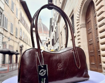 Italian Handmade Leather Bag for Women | Vintage Dark Blue Leather