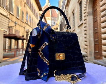 Sacs en cuir italiens faits main pour femme l l Élégant fourre-tout en cuir de Florence, fourre-tout pour événement formel