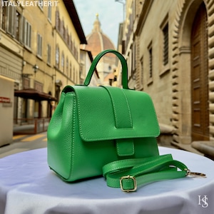 Handmade Florentine Leather Tote Bag: Green Italian Style