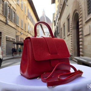 Italian Handmade Leather Bags For Woman l l Elegant Leather Tote From Florence, Red leather purses