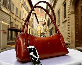 Italienische handgemachte Ledertaschen für Frau l l Elegante Ledertasche aus Florenz