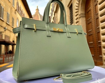 Handgemachte Italienische Ledertasche für Frauen. Elegante Geldbörse aus Florenz, Made in Italy