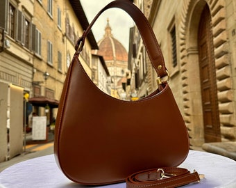 Italienische handgemachte Ledertaschen für Frau l l Elegante Ledertasche aus Florenz