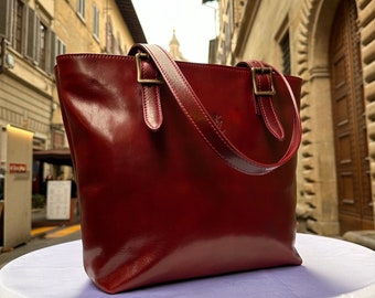 Italian Handmade Leather Bags For Woman l l Elegant Leather Tote From Florence, Made in Italy