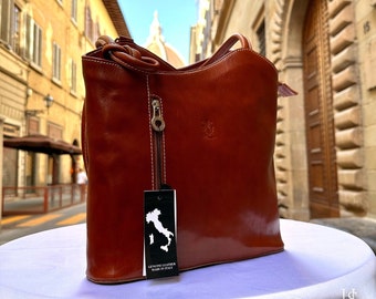 Italian Handmade Leather Bags For Woman l l Elegant Leather Tote From Florence, Backpack Bag