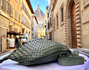 Italian Handmade Leather Sling Bag for Unisex Made In Italy from Florence, Waist Bag