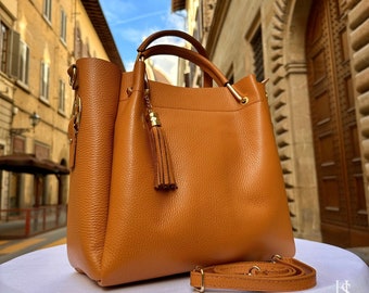 Italian Handmade Leather Bags For Women | Elegant Brown Leather Tote From Florence, Italy | Premium Craftsmanship