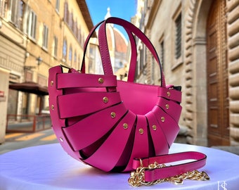 Elegant Handmade Italian Leather Bag for Women, Genuine Florence Handbag, made in Italy