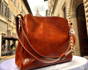 Italian Handmade Leather Bags For Women l l Elegant Leather Tote From Florence, Made In Italy, Leather purse