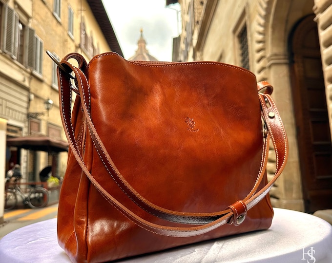 Italian Handmade Leather Bags For Women, Elegant Leather Tote From Florence, Made In Italy