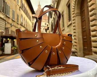 Italian Handmade Leather Bags For Woman Tote From Florence, brown bag