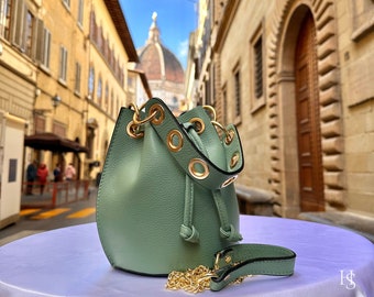Italian Handmade Leather Bags For Women l l Elegant Leather Tote From Florence, Bucket bag,