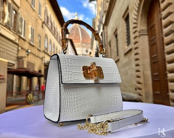 Włoskie, ręcznie robione skórzane torby dla kobiet | Elegancka skórzana torba z Florence – rozmiar średni