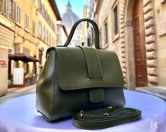 Italiaanse handgemaakte leren tassen voor dames draagtas uit Florence, gemaakt in Italië