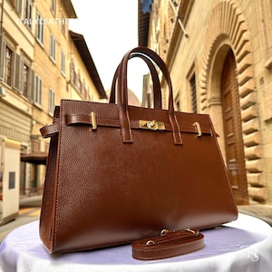 Handmade Italian Leather Tote – Florence, Dark Brown Shoulder Bag for Women