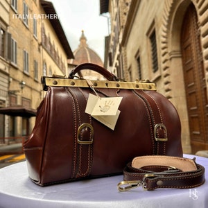 Handmade Leather Doctor Bag: Italian Medical Bag Purse