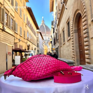 Sac à bandoulière en cuir italien fait main pour unisexe fabriqué en Italie de Florence | Sac banane