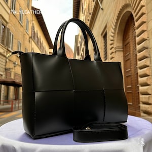 Italiaanse handgemaakte leren tassen voor dames | Elegante draagtas uit Florence, damestas, zwarte tas, gemaakt in Italië