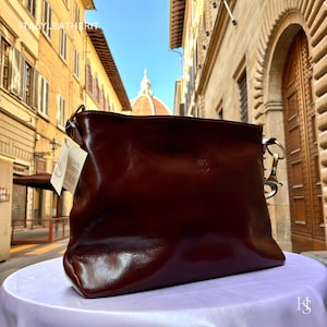 Italian Handmade Leather Tote Bag: Elegant Brown Leather Purse