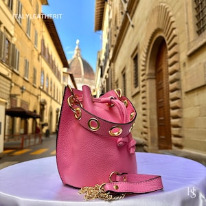 Sacs en cuir italiens faits main pour femme l l Élégant fourre-tout en cuir de Florence, sac seau,