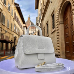 Italian Handmade Leather Bags For Woman l l Elegant Leather Tote From Florence, white leather tote